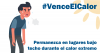 Ilustración de un hombre sudando bajo el sol de verano. #BeatTheHeat ¡Permanezca a la sombra o en interiores durante el calor extremo!