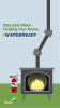 Stay Safe When Heating Your Home #WinterReady Graphic shows a fireplace with fire extinguisher.