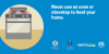 Animation of an oven opening. Text: Never use and oven or stovetop to heat your home.
